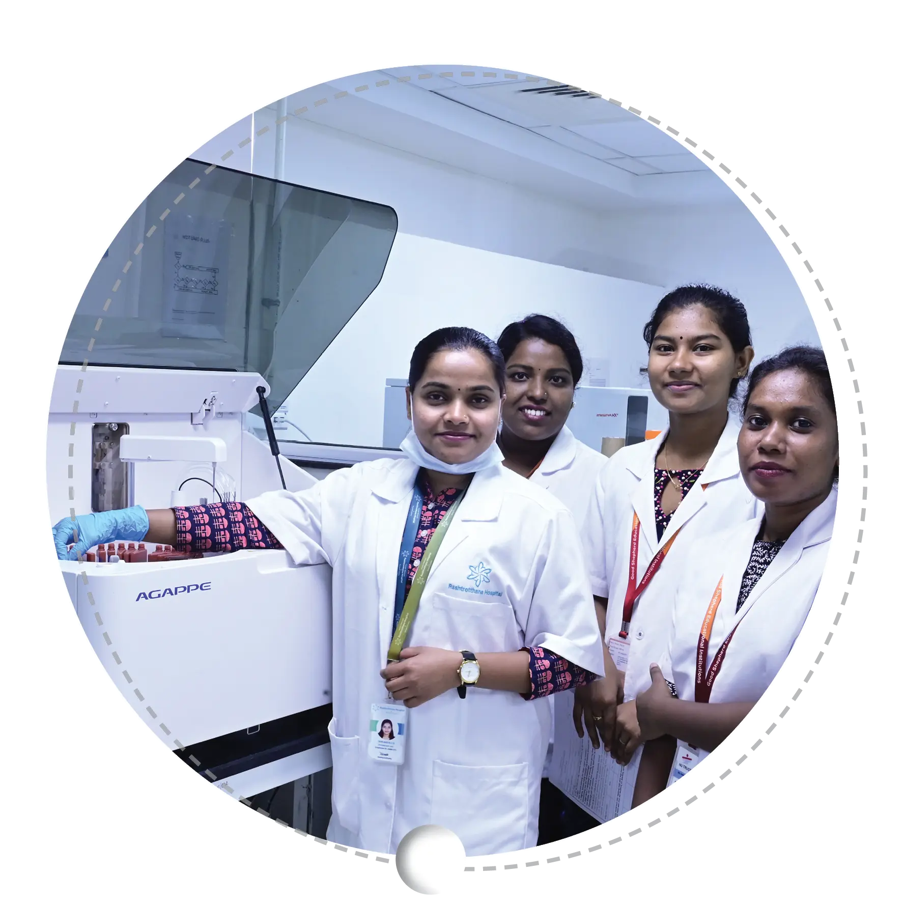 A circle dot picture of two students